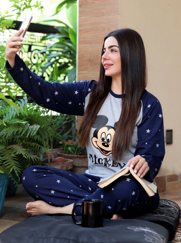 Mickey Stars Printed Pajama Night Suit