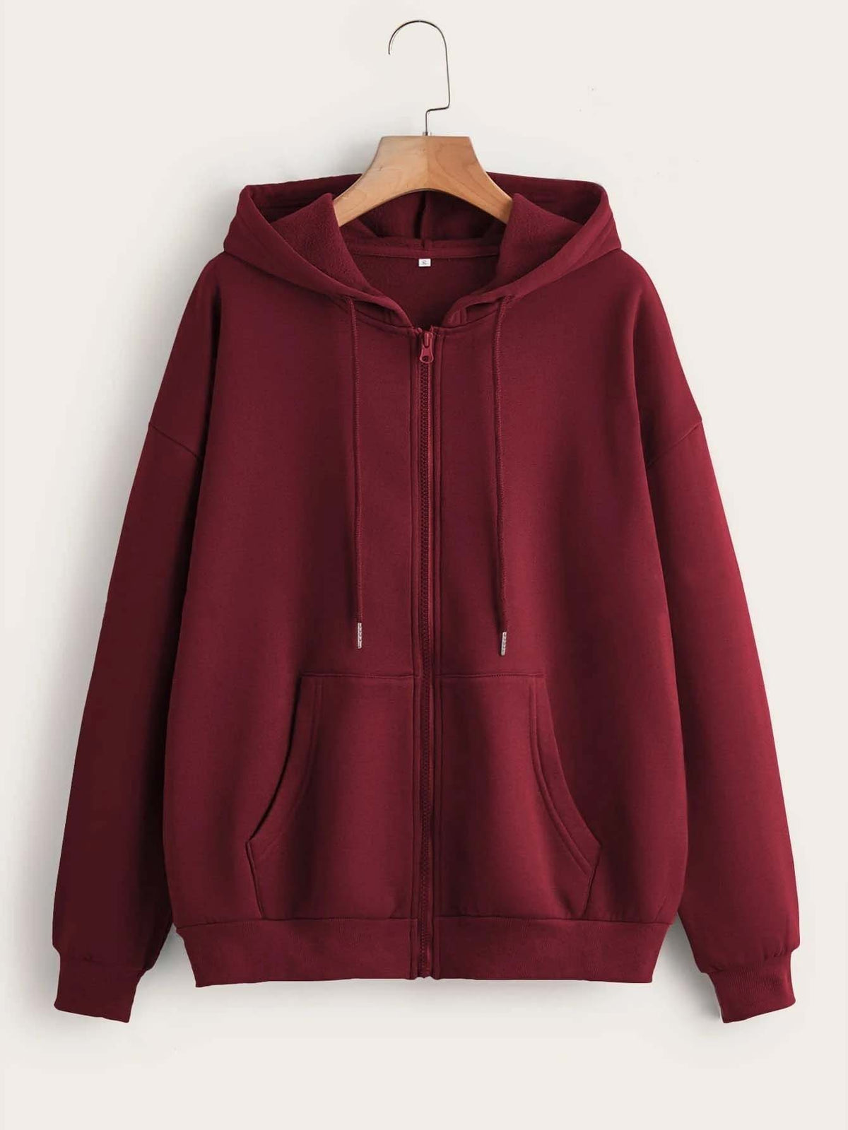 Winter Fleece Fabric Zipper Hoodie For Women Maroon Night Need