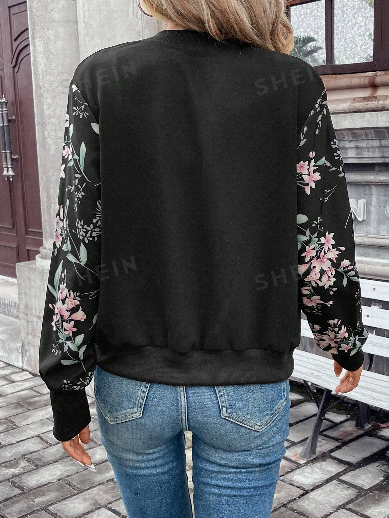 Winter Fleece Floral Printed Jacket For Women