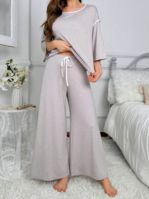 Grey Palazzo Style Night Suit