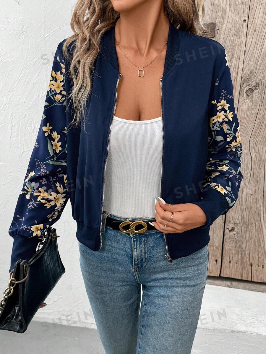 Winter Fleece Floral Printed Jacket For Women