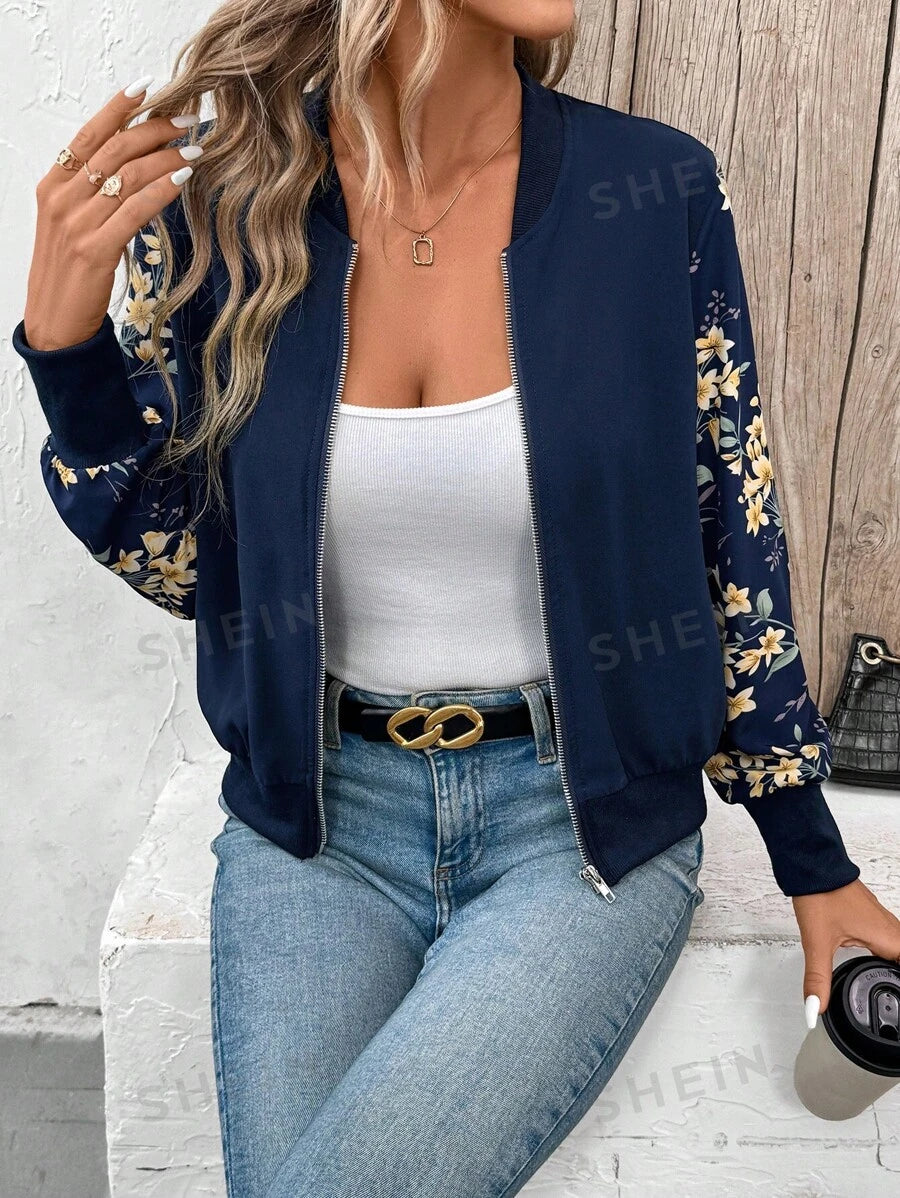 Winter Fleece Floral Printed Jacket For Women