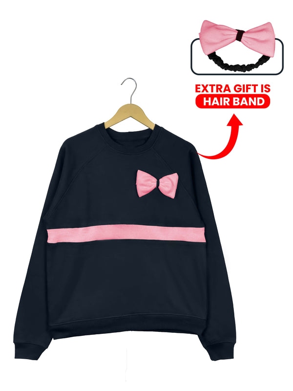 Winter Fleece Pink Rabbon Sweatshirt For Women With Extra Gift