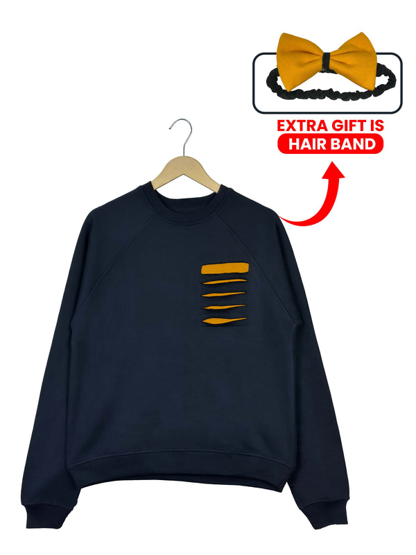 Winter Fleece Golden Pocket Sweatshirt For Women With Extra Gift