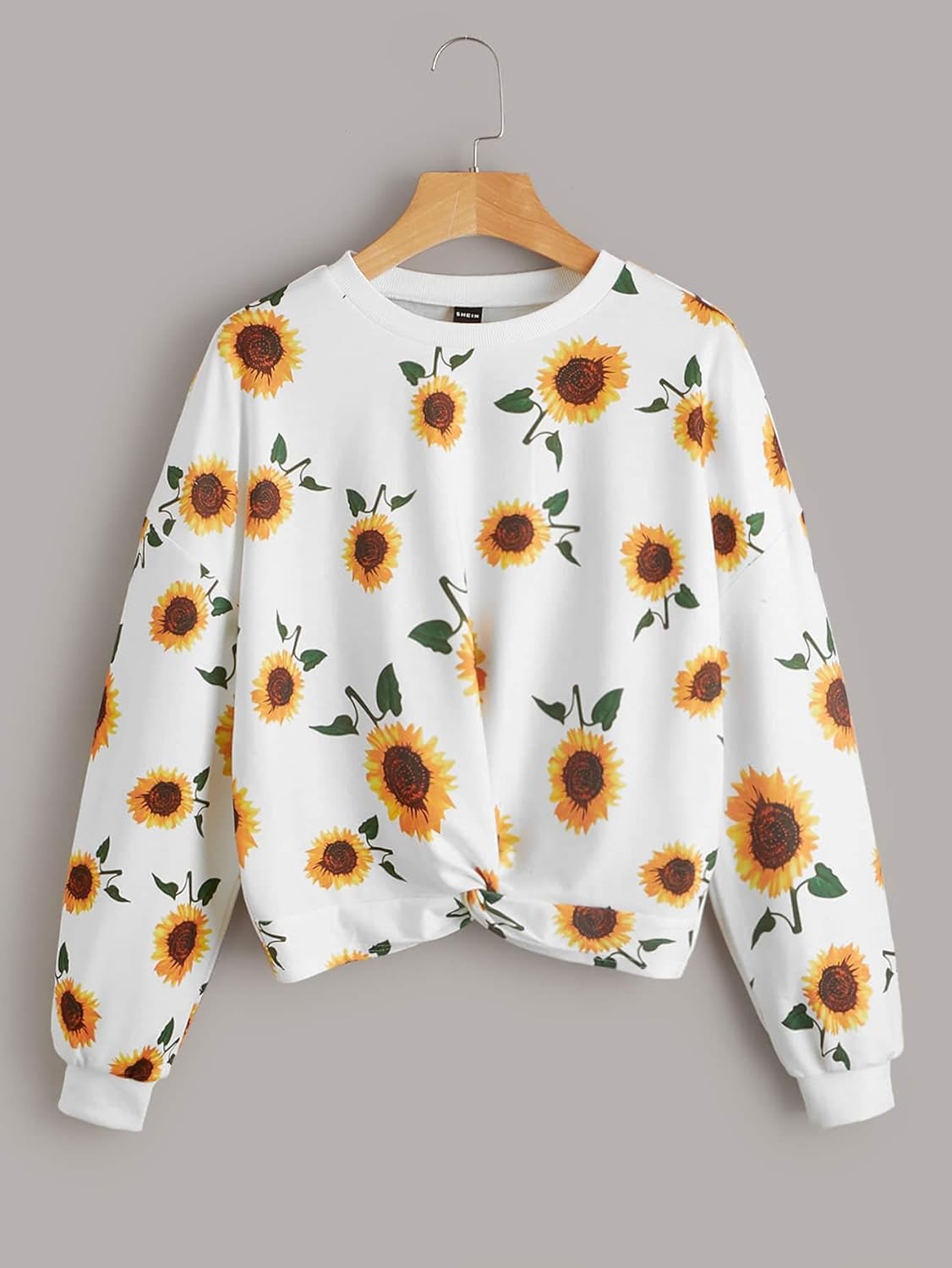 Winter Fleece Fabric Sunflowers Printed Sweatshirt For Women