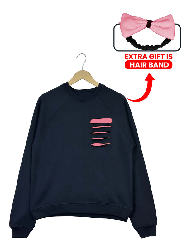 Winter Fleece Pink Pocket Sweatshirt For Women With Extra Gift