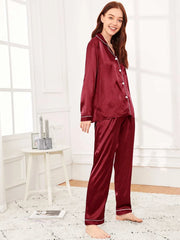 Maroon Silk Pj Set