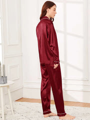 Maroon Silk Pj Set