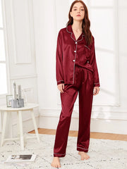 Maroon Silk Pj Set