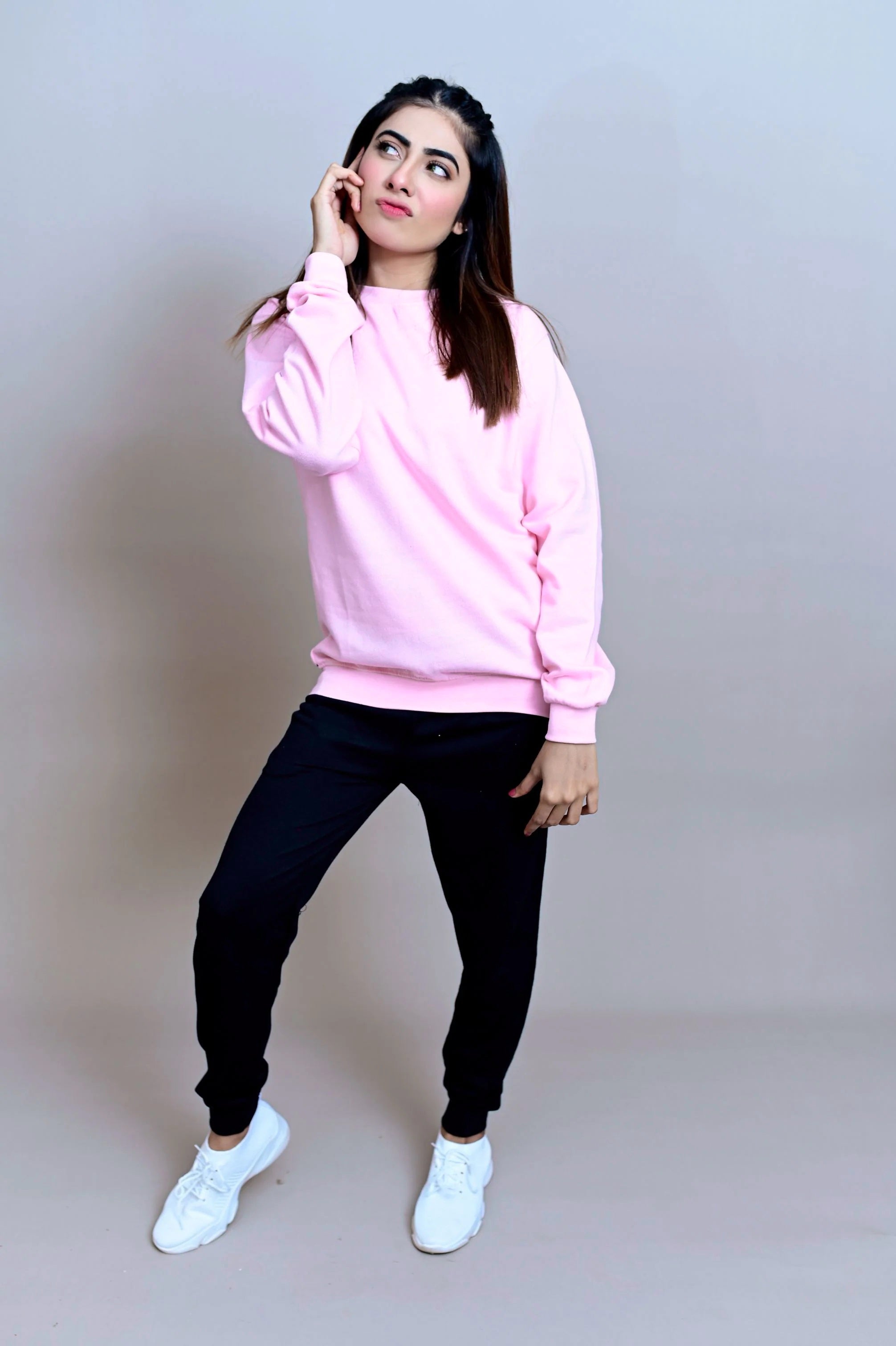 Winter Fleece Fabric Basic Sweatshirt For Women