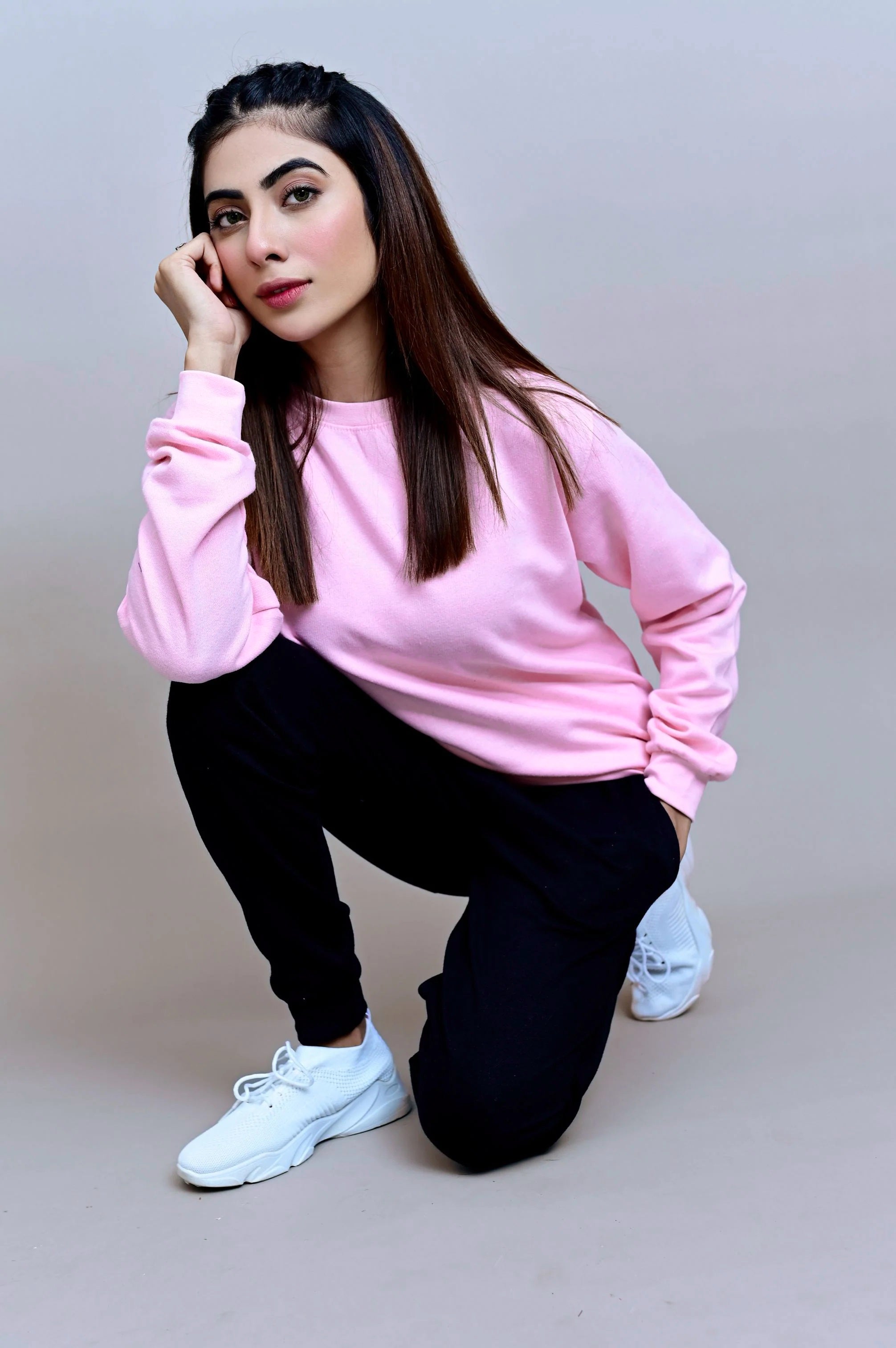 Winter Fleece Fabric Basic Sweatshirt For Women