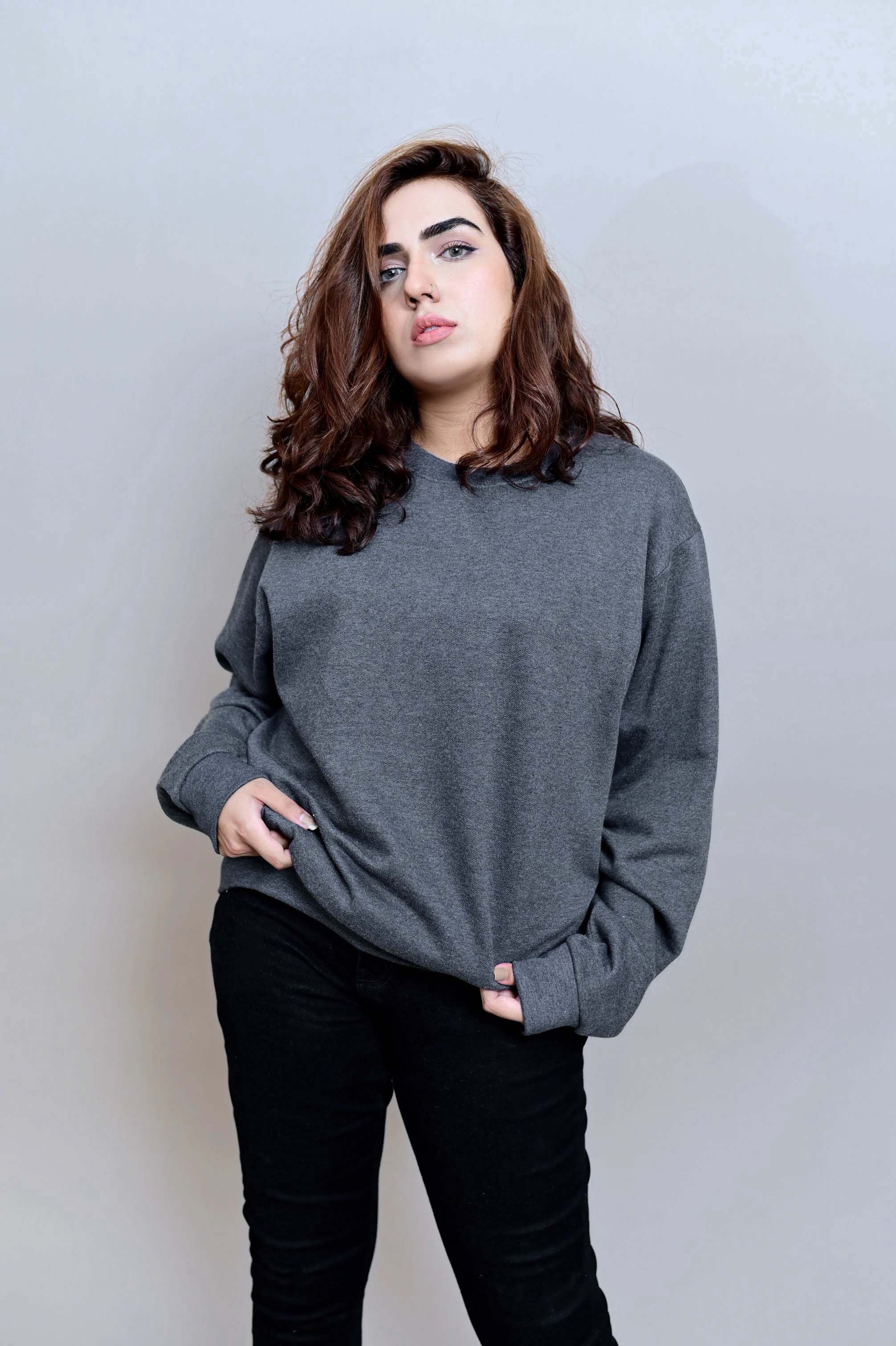 Winter Fleece Fabric Basic Sweatshirt For Women