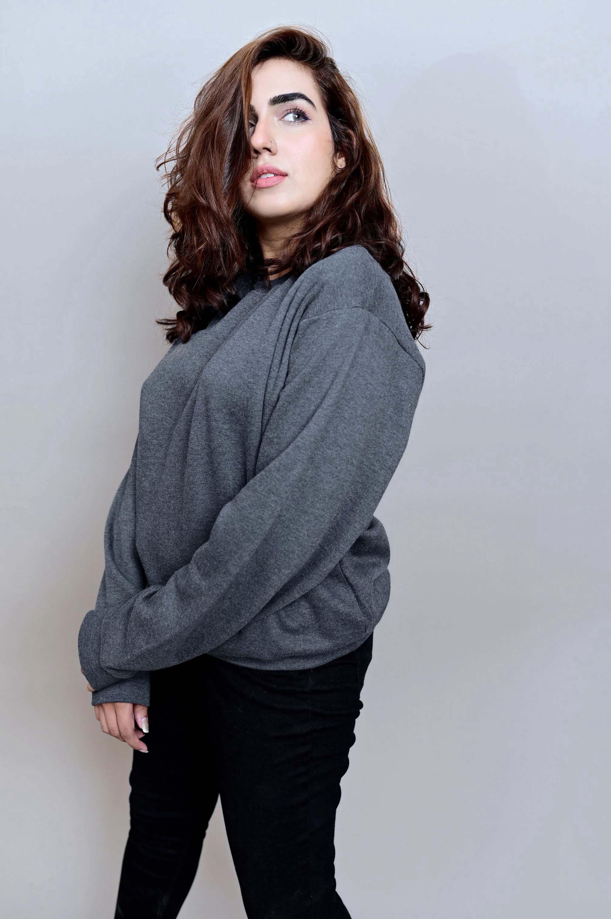 Winter Fleece Fabric Basic Sweatshirt For Women