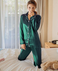 Bottle Green Silk Pj Set