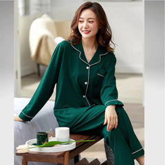 Bottle Green Silk Pj Set