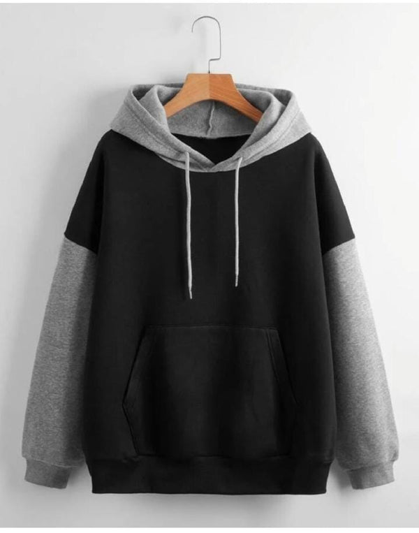 Black With Grey Basic Hoodie