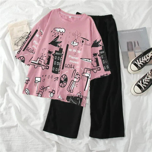 Pink Funcky Printed Night Suit