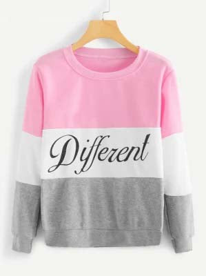 Winter Fleece Fabric Different Printed Sweatshirt For Women - Pink