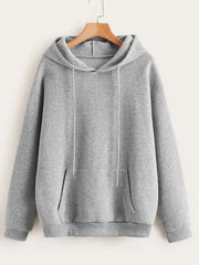 Winter Fleece Fabric Basic Hoodie For Women - Grey