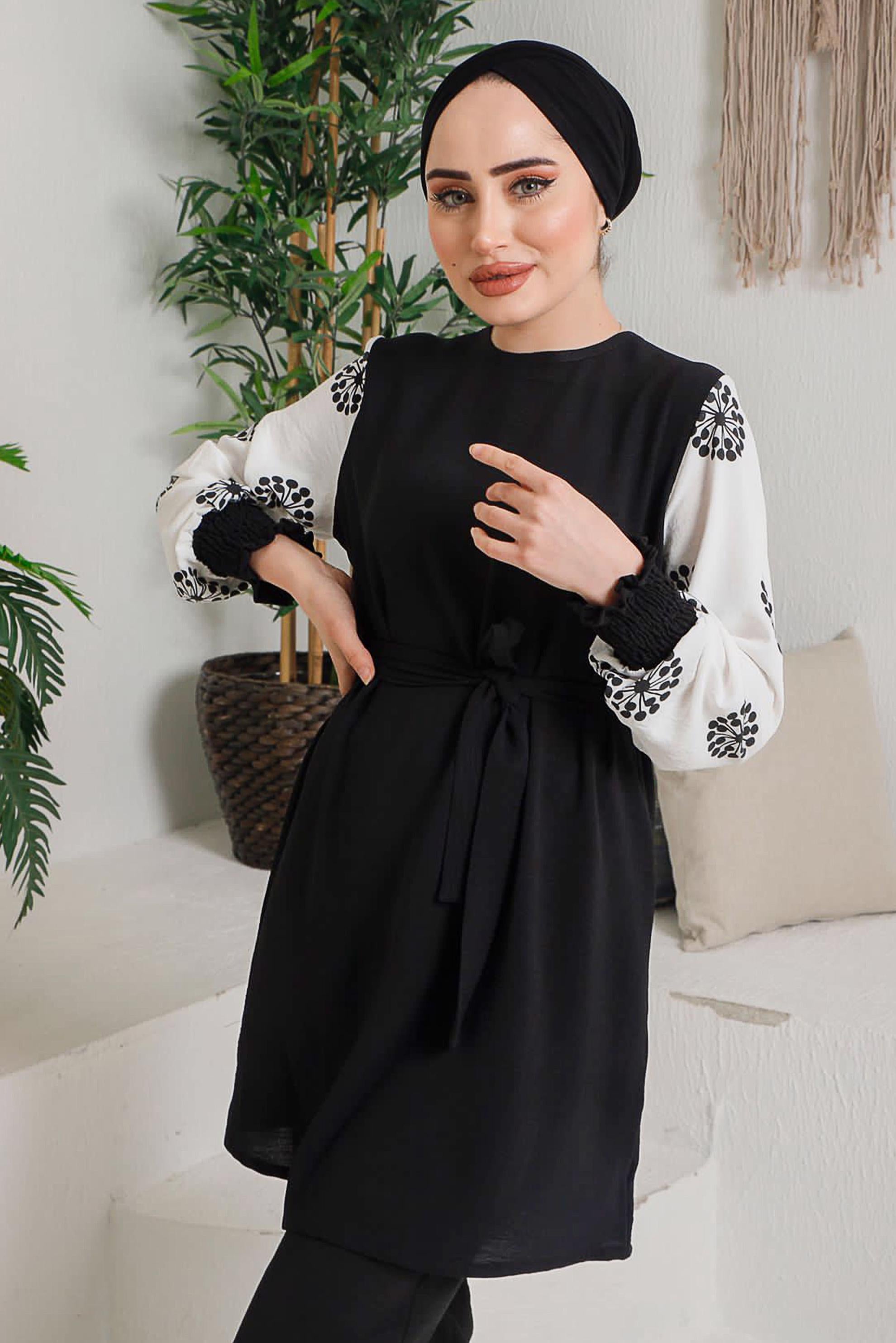 Winter Fleece Fabric Frock Style Printed Long Sleeves 2 Pieces Co Ord Night Need